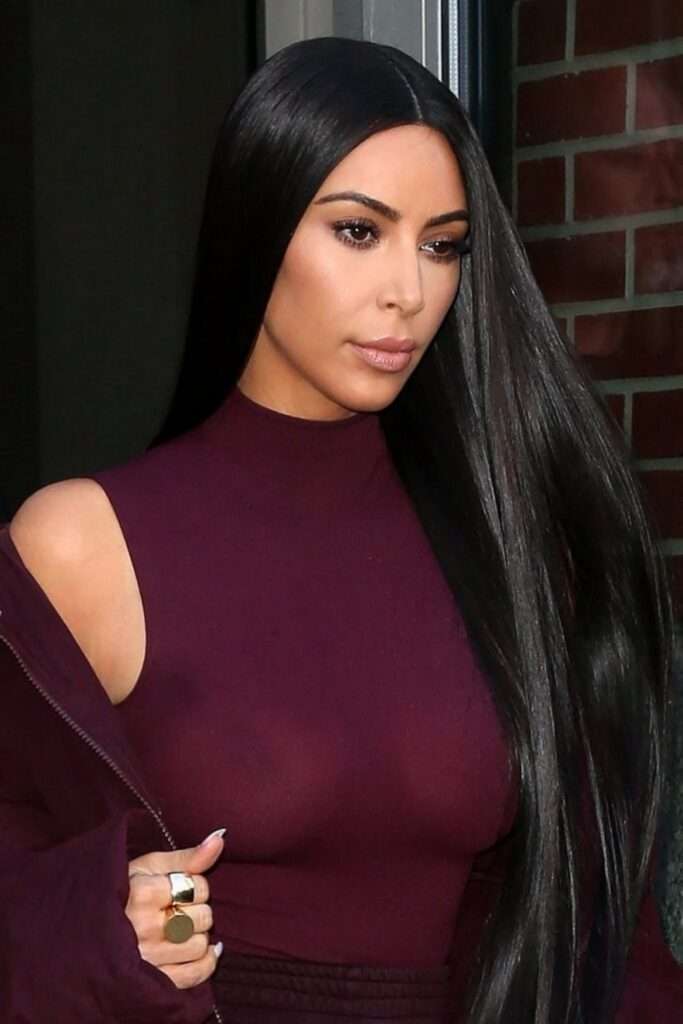 Kim Kardashian Sleek Straight Middle part Dellahs Raw Hair